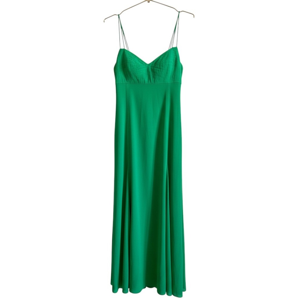 La Ligne Kelly Green Luca Silk Midi Dress Size Large Spaghetti Strap